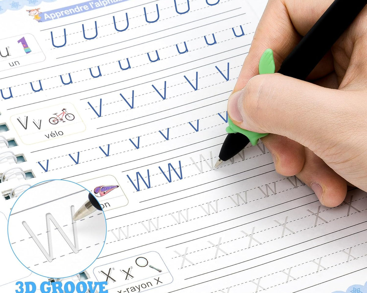 4 Cahiers d'écriture réutilisables + cadeau offert: MagicPen™